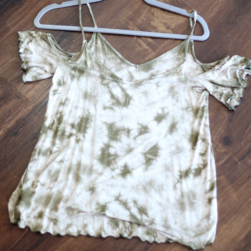 American eagle green tye dye off shoulder size medium top